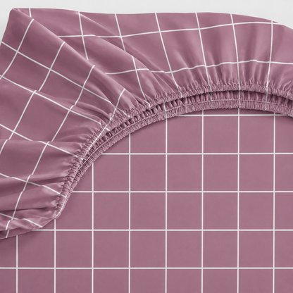 Lençol Estampado para Mini Berço 100% Algodão Grid Rosê