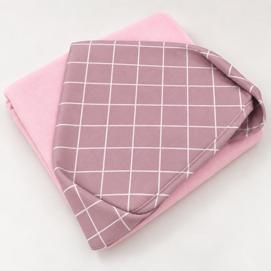 Toalha de Banho com Capuz Forrada Plush Atoalhado Premium 1M x 70cm Grid Rosê