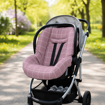 Capa para Bebê Conforto Universal Grid Rosê