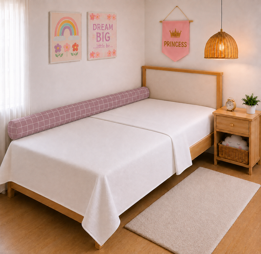 Rolinho Lateral para Cama Solteiro e Casal Grid Rosê
