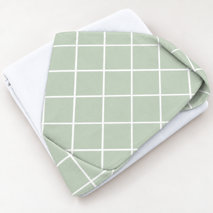 Toalha de Banho com Capuz Forrada Plush Atoalhado Premium 1M x 70cm Grid Verde