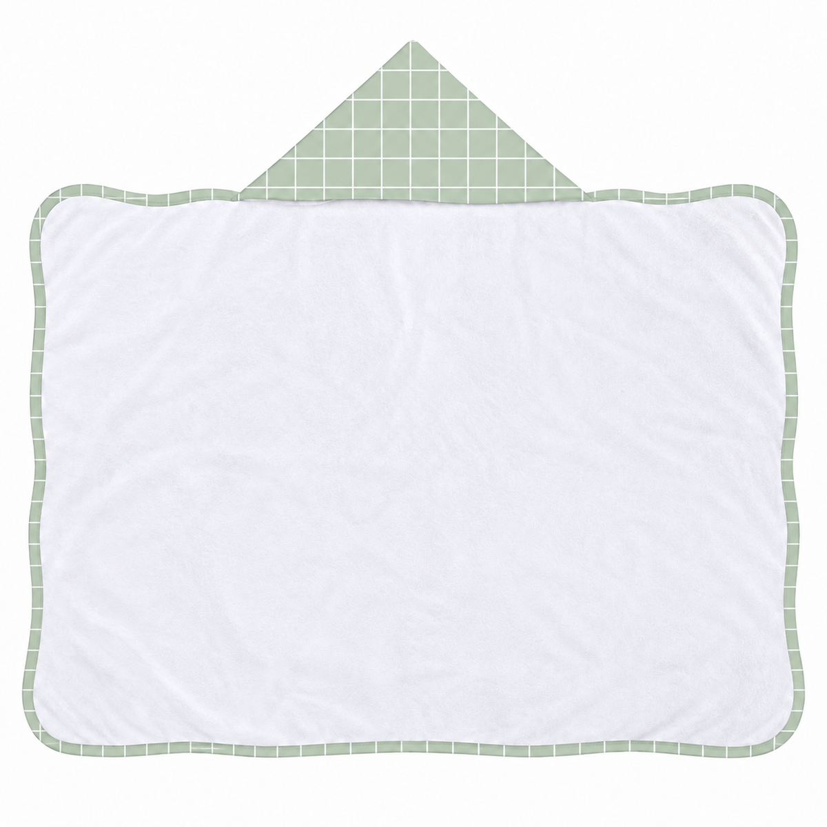 Toalha de Banho com Capuz Forrada Plush Atoalhado Premium 1M x 70cm Grid Verde