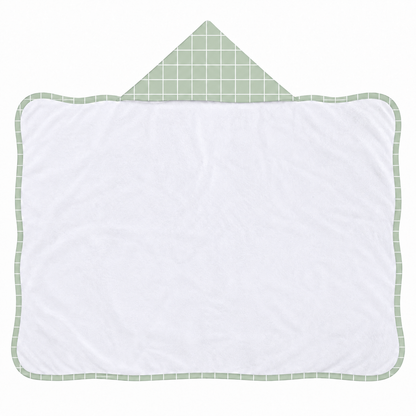 Toalha de Banho com Capuz Forrada Plush Atoalhado Premium 1M x 70cm Grid Verde