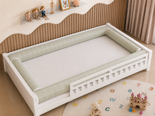 Kit Rolinhos 4 Peças para Cama Casal Grid Verde
