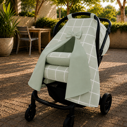 Capota para Bebê Conforto Tenda Dupla Face Grid Verde Verso Verde