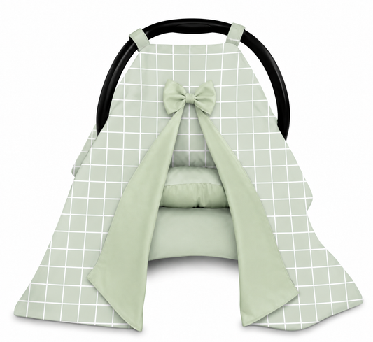 Capota para Bebê Conforto Tenda Dupla Face Grid Verde Verso Verde