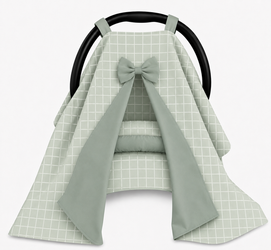Capota para Bebê Conforto Tenda Dupla Face Grid Verde Verso Verde Menta