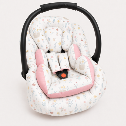 Kit para Bebê Conforto 3 Peças Dupla Face Jardim Verso Rosê