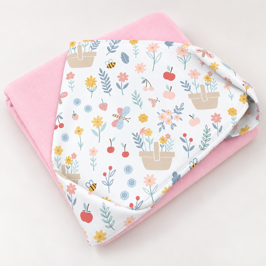 Toalha de Banho com Capuz Forrada Plush Atoalhado Premium 1M x 70cm Jardim
