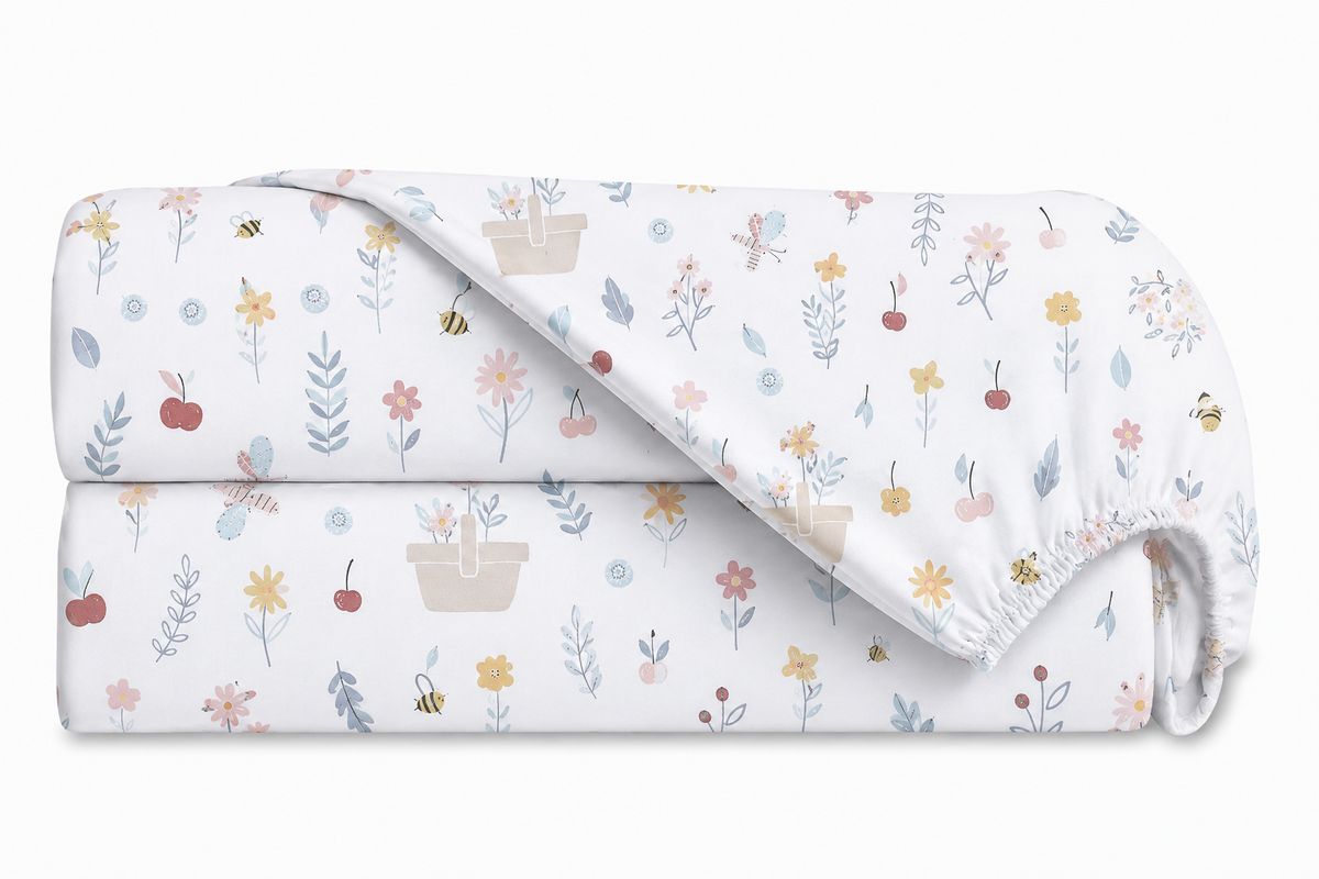 Lençol Estampado para Berço 100% Algodão Jardim