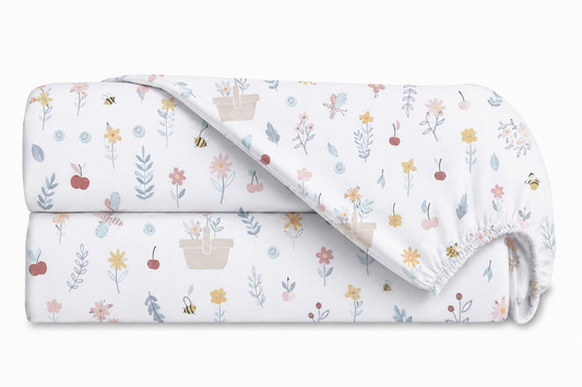 Lençol Estampado para Mini Berço 100% Algodão Jardim