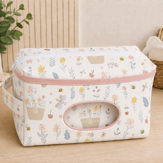 Necessaire Porta Fraldas e Lenço Umedecido 3 Compartimentos Jardim