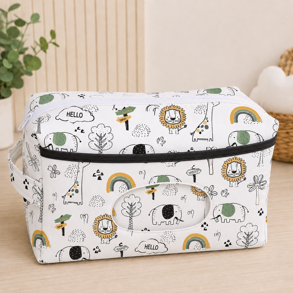 Necessaire Porta Fraldas e Lenço Umedecido 3 Compartimentos Leão