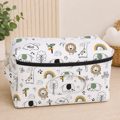 Necessaire Porta Fraldas e Lenço Umedecido 3 Compartimentos Leão