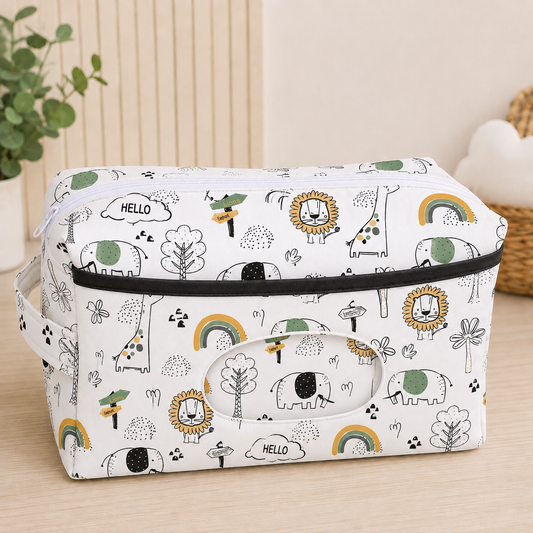 Necessaire Porta Fraldas e Lenço Umedecido 3 Compartimentos Leão