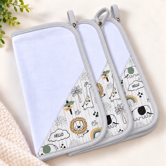 Toalha de Boca Malha Dupla Penteada Premium Leão c/ Cinza | Kit com 3 Unidades