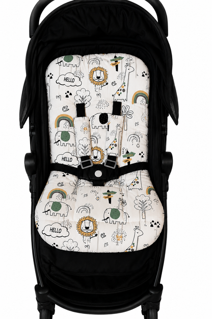 Kit Colchonetes 3 Peças para Carrinho & Bebê Conforto + Protetores de Cinto Leão Verso Cinza