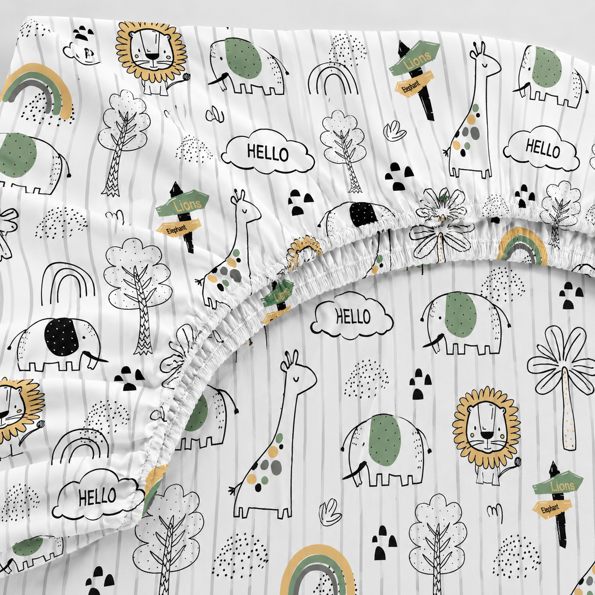 Lençol Estampado para Mini Berço 100% Algodão Leão