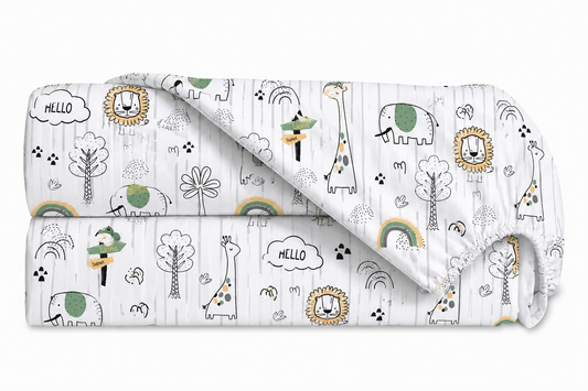 Lençol Estampado para Mini Berço 100% Algodão Leão