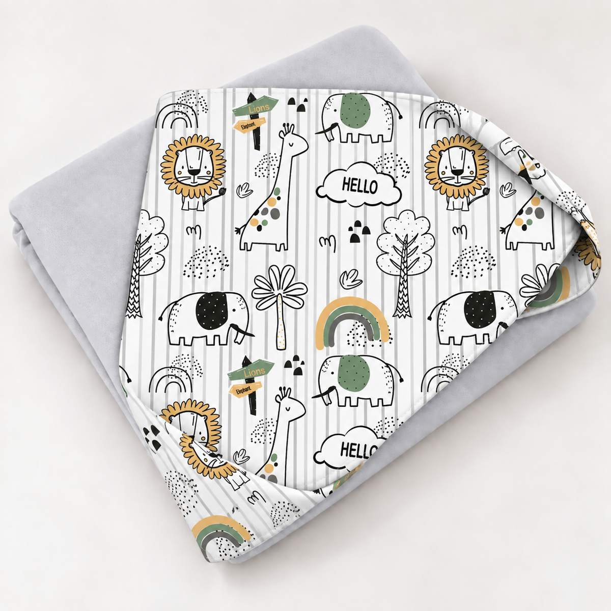 Toalha de Banho com Capuz Forrada Plush Atoalhado Premium 1M x 70cm Leão