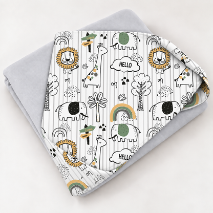 Toalha de Banho com Capuz Forrada Plush Atoalhado Premium 1M x 70cm Leão