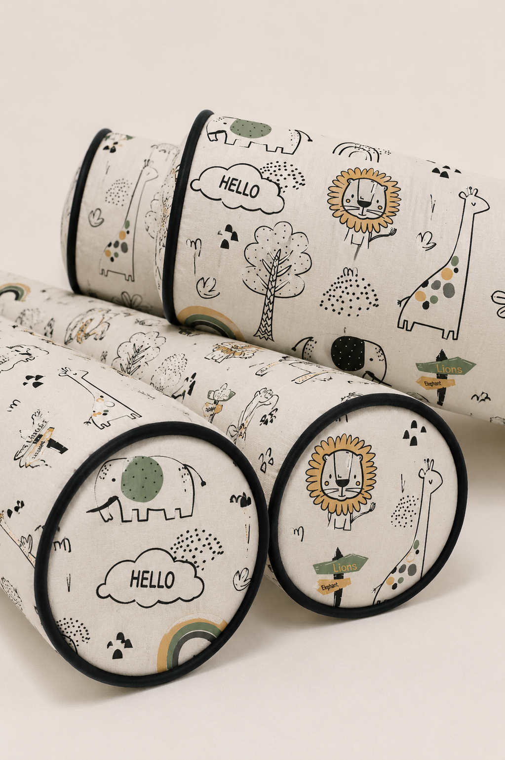 Kit Rolinhos 4 Peças para Cama Casal Leão