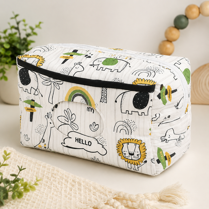 Necessaire Porta Fraldas e Lenço Umedecido 3 Compartimentos Leão