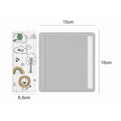Kit Colchonetes 3 Peças para Carrinho & Bebê Conforto + Protetores de Cinto Leão Verso Cinza