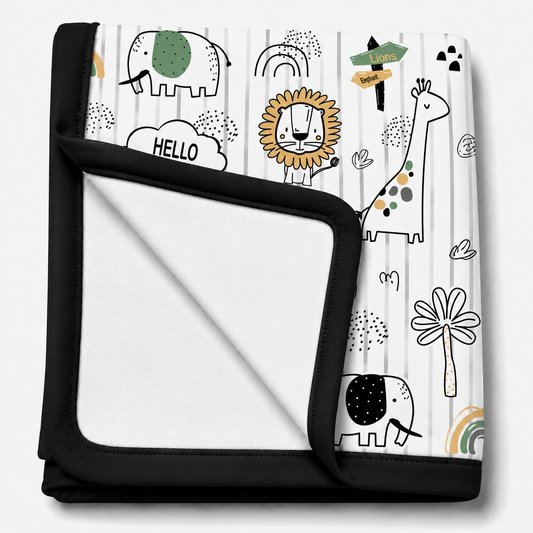 Manta Flanelada Soft Premium Dupla 90 x 70 cm Leão c/ Preto