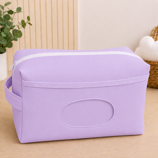 Necessaire Porta Fraldas e Lenço Umedecido 3 Compartimentos Lilás