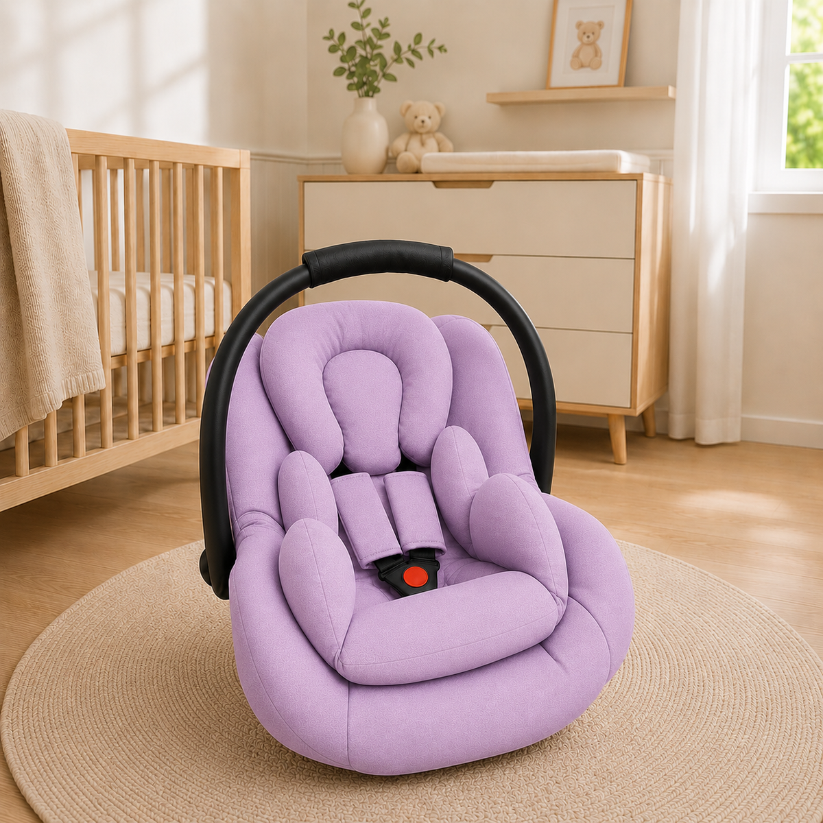 Kit para Bebê Conforto 3 Peças Dupla Face Lilás