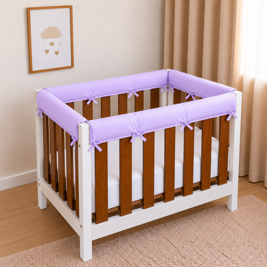 Protetor de Grade para Mini Berço Acolchoado 4 Peças Lilás
