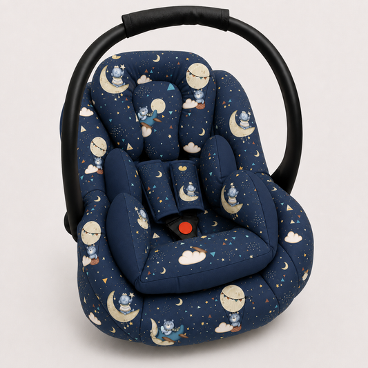 Kit para Bebê Conforto 3 Peças Dupla Face Luar Marinho Verso Marinho