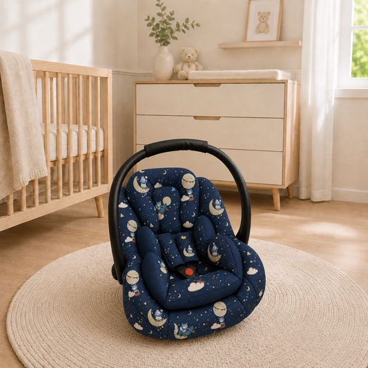 Kit para Bebê Conforto 3 Peças Dupla Face Luar Marinho Verso Marinho