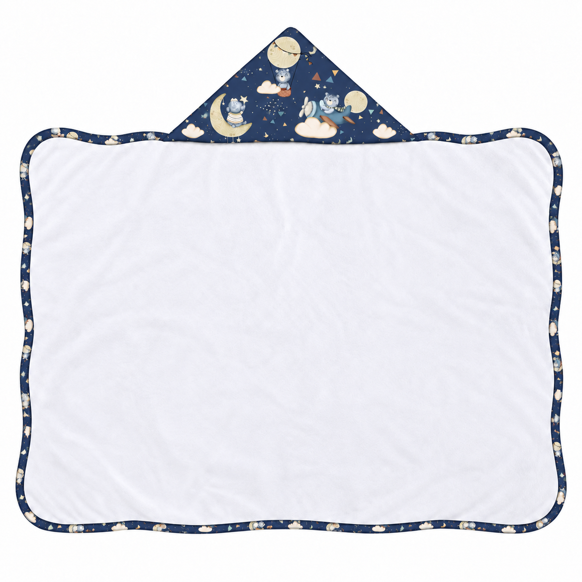 Toalha de Banho com Capuz Forrada Plush Atoalhado Premium 1M x 70cm Luar Marinho