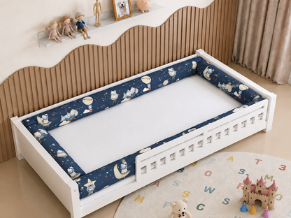 Kit Rolinhos 4 Peças para Cama Solteiro Luar Marinho