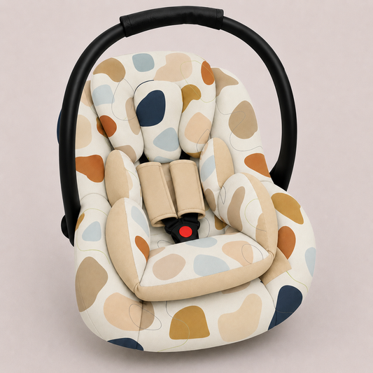 Kit para Bebê Conforto 3 Peças Dupla Face Manchitas Menino Verso Bege