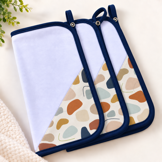 Toalha de Boca Malha Dupla Penteada Premium Manchitas Menino c/ Azul Marinho | Kit com 3 Unidades