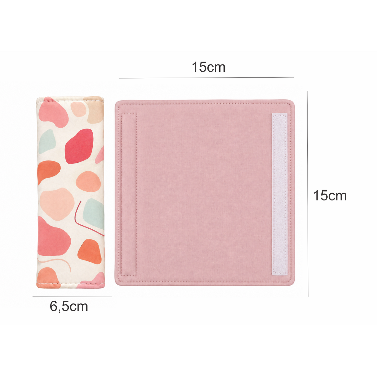 Kit Colchonetes 3 Peças para Carrinho & Bebê Conforto + Protetores de Cinto Manchitas Menina Verso Rosê