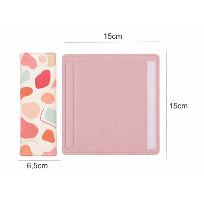 Kit Colchonetes 3 Peças para Carrinho & Bebê Conforto + Protetores de Cinto Manchitas Menina Verso Rosê