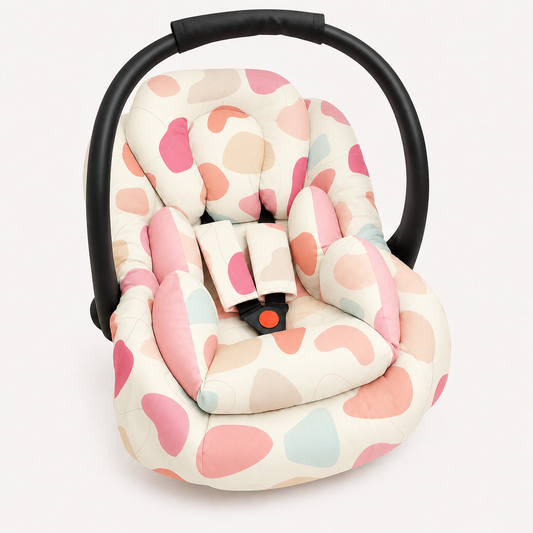 Kit para Bebê Conforto 3 Peças Dupla Face Manchitas Menina Verso Rosê