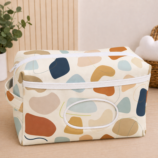 Necessaire Porta Fraldas e Lenço Umedecido 3 Compartimentos Manchitas Menino