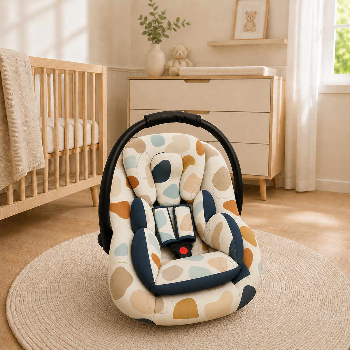 Kit para Bebê Conforto 3 Peças Dupla Face Manchitas Menino Verso Marinho