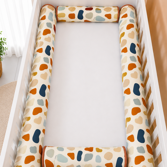 Kit Rolinhos para Berço Americano 4 Peças Manchitas Menino c/ Terracota