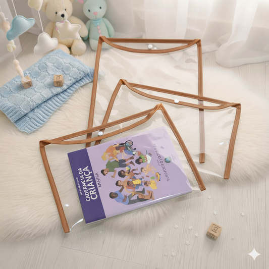 Kit com 3 Capas Organizadoras para Certidão e Documentos Marrom