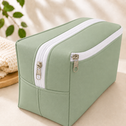 Necessaire Porta Fraldas e Lenço Umedecido 3 Compartimentos Verde Menta