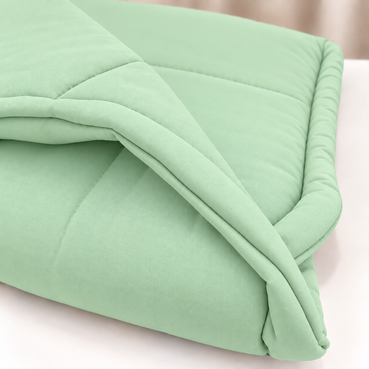 Edredom Estampado Dupla Face para Mini Berço Verde Menta