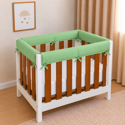 Protetor de Grade para Mini Berço Acolchoado 4 Peças Verde Menta