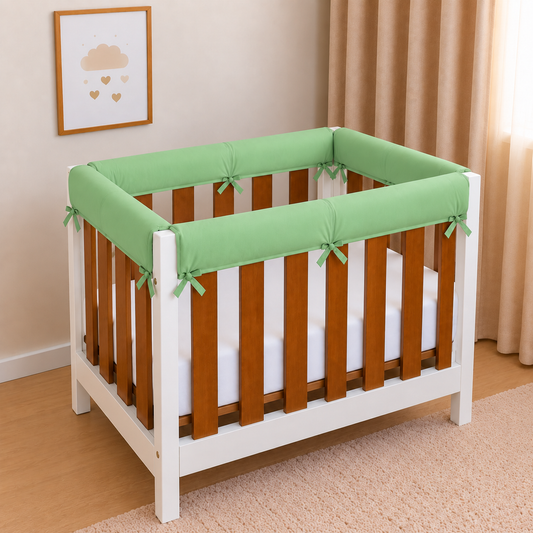 Protetor de Grade para Mini Berço Acolchoado 4 Peças Verde Menta