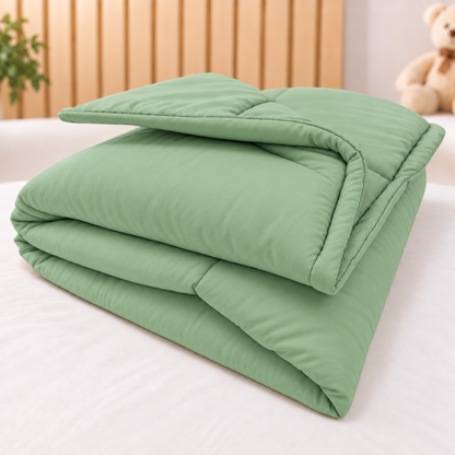 Edredom Estampado Dupla Face para Mini Berço Verde Menta